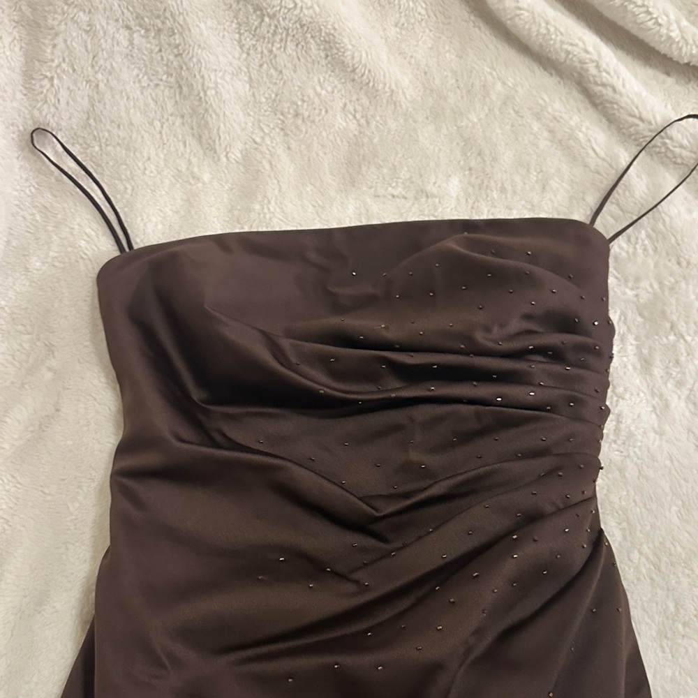 Jordan Brown Strapless Beaded Evening Dress